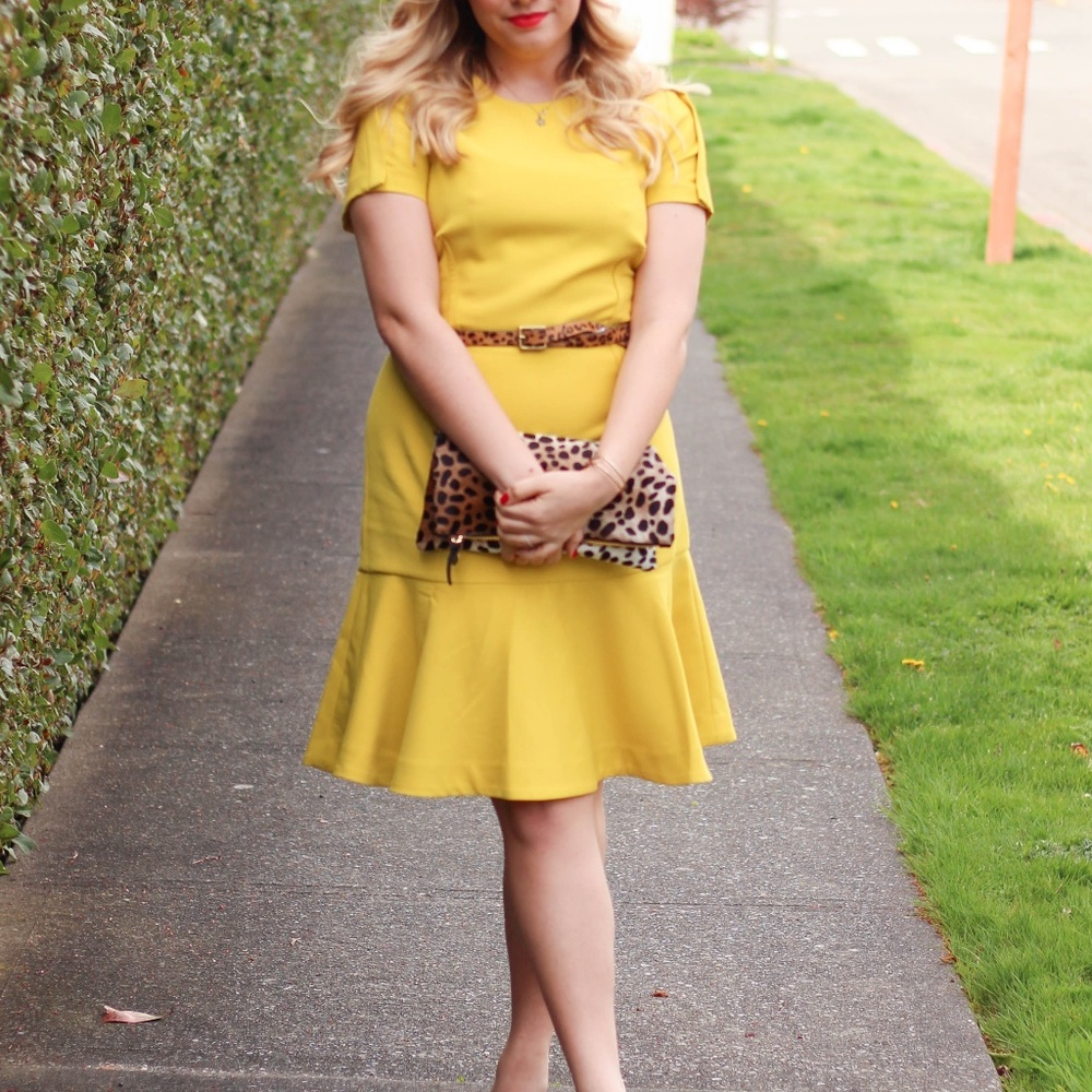 Yellow Banana Republic Flutter Hem Dress